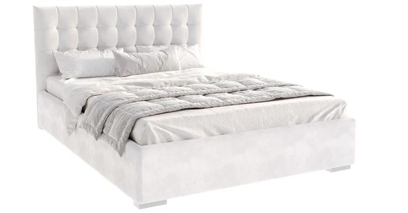 Čalúnená posteľ LUCERNA 140x200 Biela Paris s úložným priestorom kovový rošt