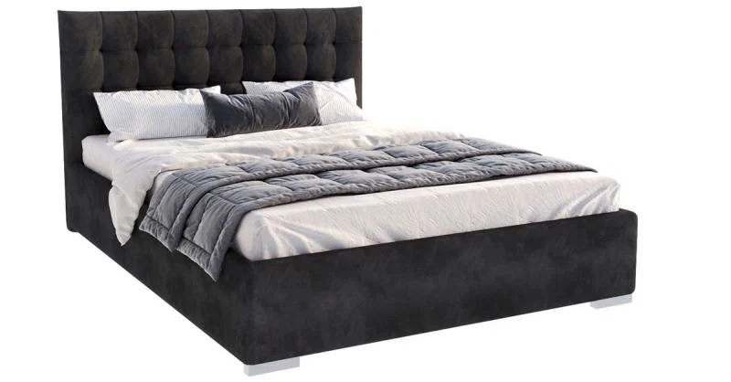 Čalúnená posteľ LUCERNA 180x200 Čierna Paris s úložným priestorom kovový rošt