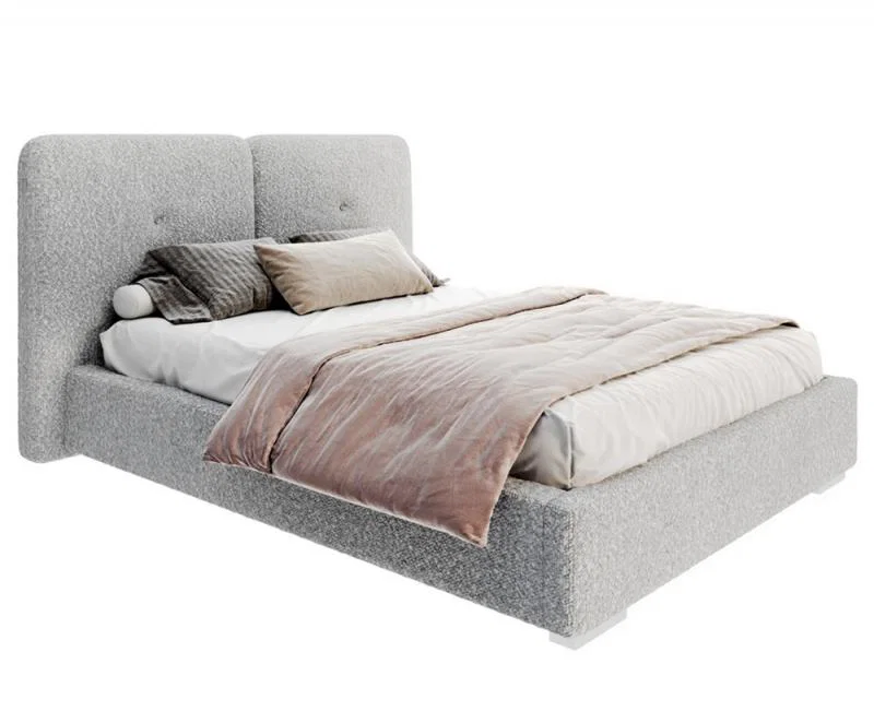Čalúnená posteľ BEDRETTO 160x200 Sivá Boucle s úložným priestorom kovový rošt