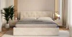Čalúnená posteľ MIRAGE 160x200 Krémová Trinity s úložným priestorom kovový rošt