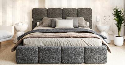 Čalúnená posteľ DELICATO 140x200 cm Černá Cleo s úložným priestorom kovový rošt