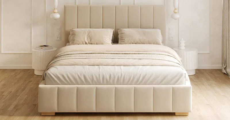 Čalúnená posteľ AUSTIN 120x200 cm Krémová Paris s úložným priestorom kovový rošt