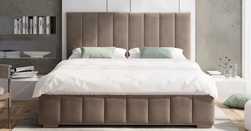 Čalúnená posteľ AUSTIN 120x200 cm Béžová Paris s úložným priestorom kovový rošt