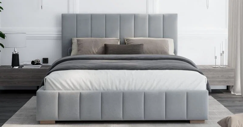 Čalúnená posteľ AUSTIN 120x200 cm Svetlo Šedá Paris s úložným priestorom kovový rošt