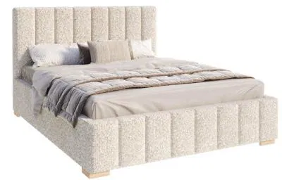 Čalúnená posteľ AUSTIN 90x200 cm Krémová Boucle s úložným priestorom kovový rošt