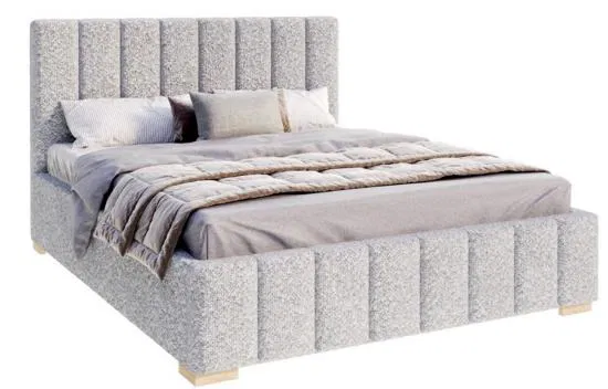 Čalúnená posteľ AUSTIN 160x200 cm Šedá Boucle s úložným priestorom kovový rošt