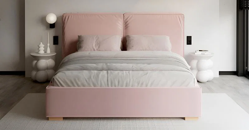 Čalúnená posteľ BRISTOL 160x200 Ruzova Trinity s úložným priestorom kovový rošt