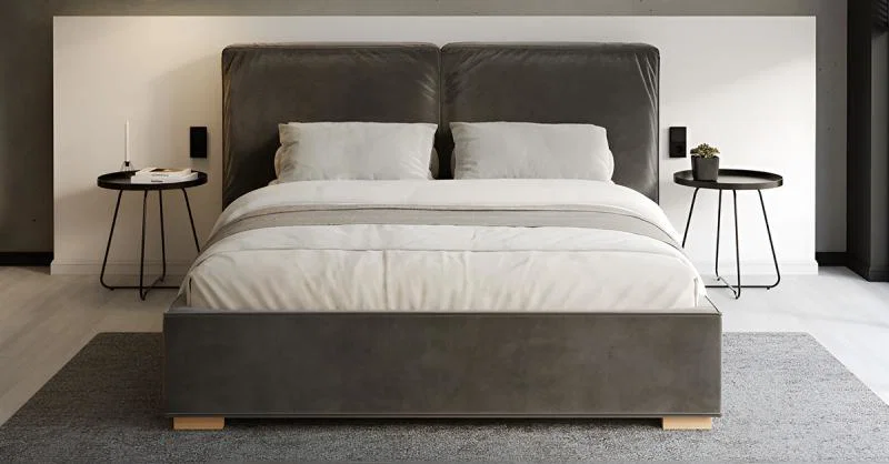 Čalúnená posteľ BRISTOL 140x200 Grafit Trinity s úložným priestorom kovový rošt