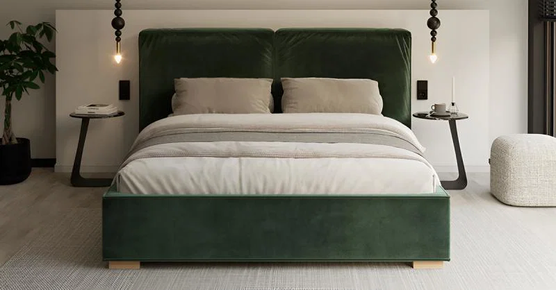 Čalúnená posteľ BRISTOL 180x200 Zelená Trinity s úložným priestorom kovový rošt