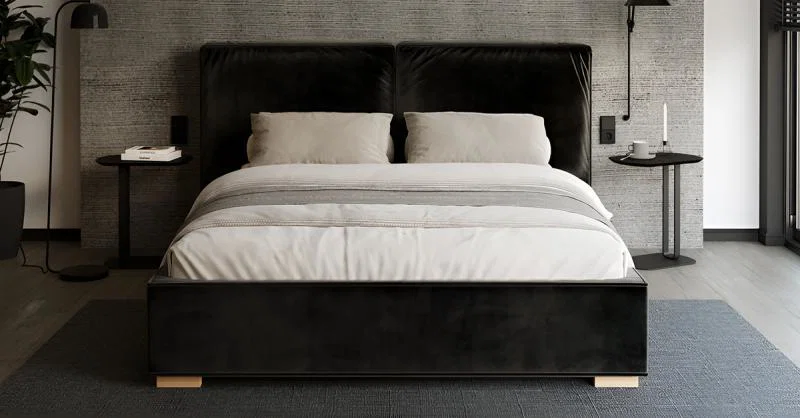 Čalúnená posteľ BRISTOL 180x200 Černá Trinity s úložným priestorom kovový rošt