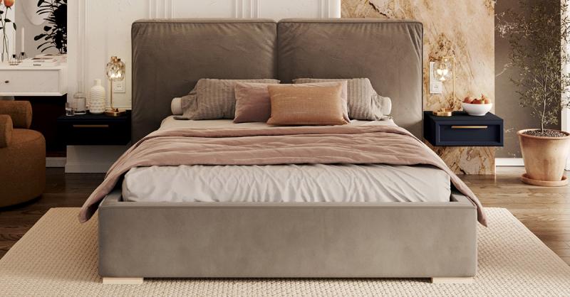 Čalúnená posteľ BRISTOL 140x200 Tmavo sivá Paris s úložným priestorom kovový rošt