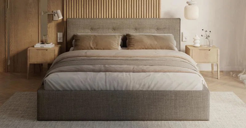 Čalúnená posteľ TULSA 180x200 so zdvižným roštom béžová