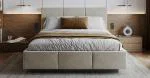 Čalúnená posteľ AVEIRO 180x200 s kovovým zdvižným roštom KRÉMOVÁ