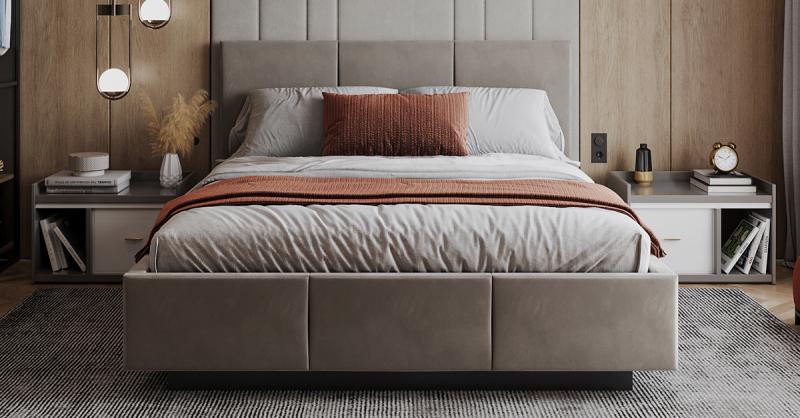 Čalúnená posteľ AVEIRO 140x200 s kovovým zdvižným roštom MOUSSE