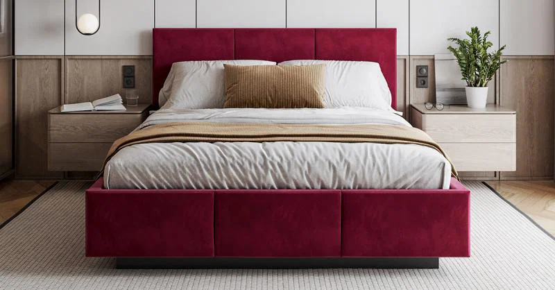 Čalúnená posteľ AVEIRO 120x200 s kovovým zdvižným roštom ČERVENÁ