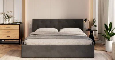 Čalúnená posteľ MIRAGE 180x200 Grafit Trinity s úložným priestorom kovový rošt