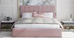 Čalúnená posteľ JUSTIN 140x200 Ružová Trinity s úložným priestorom kovový rošt