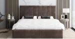 Čalúnená posteľ JUSTIN 140x200 Hnedá Trinity s úložným priestorom kovový rošt