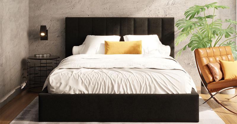 Čalúnená posteľ COLORADO 140x200 s kovovým zdvižným roštom Čierná