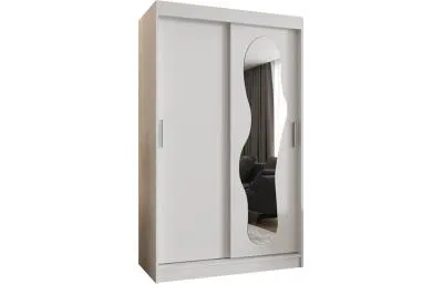 Šatníková skriňa s posuvnými dverami a zrkadlom ULTRA 120cm biela