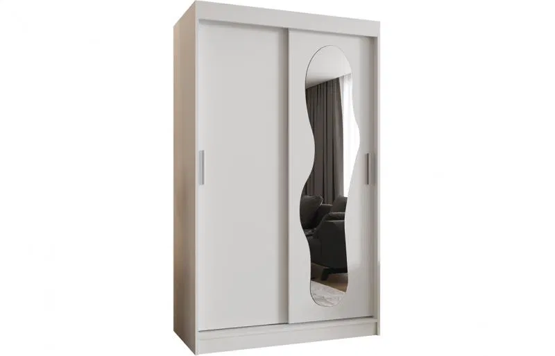 Šatníková skriňa s posuvnými dverami a zrkadlom ULTRA 120cm biela
