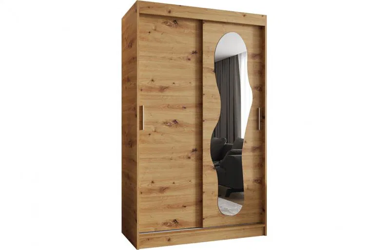Šatníková skriňa s posuvnými dverami a zrkadlom ULTRA 120cm artisan