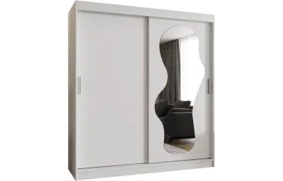 Šatníková skriňa s posuvnými dverami a zrkadlom ULTRA 180cm biela