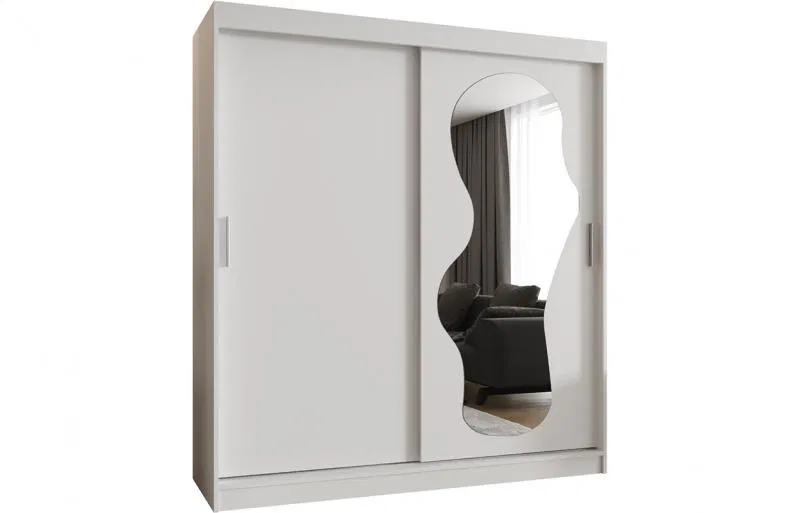 Šatníková skriňa s posuvnými dverami a zrkadlom ULTRA 180cm biela