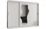 Šatníková skriňa s posuvnými dverami a zrkadlom ULTRA 250cm biela