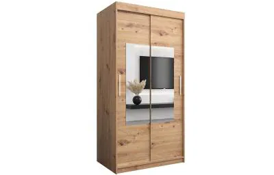 Šatníková skriňa s posuvnými dverami a zrkadlom TORINO 100cm artisan