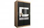 Šatníková skriňa s posuvnými dverami a zrkadlom TORINO 120cm artisan / čierná