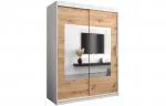 Šatníková skriňa s posuvnými dverami a zrkadlom TORINO 150cm biela / artisan