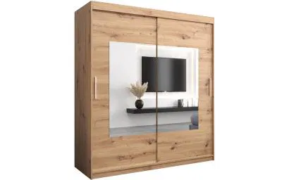 Šatníková skriňa s posuvnými dverami a zrkadlom TORINO 180cm artisan