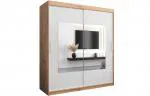 Šatníková skriňa s posuvnými dverami a zrkadlom TORINO 180cm artisan / biela