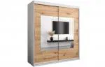 Šatníková skriňa s posuvnými dverami a zrkadlom TORINO 180cm biela / artisan