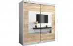 Šatníková skriňa s posuvnými dverami a zrkadlom TORINO 180cm biela / sonoma