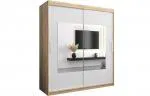 Šatníková skriňa s posuvnými dverami a zrkadlom TORINO 180cm sonoma / biela