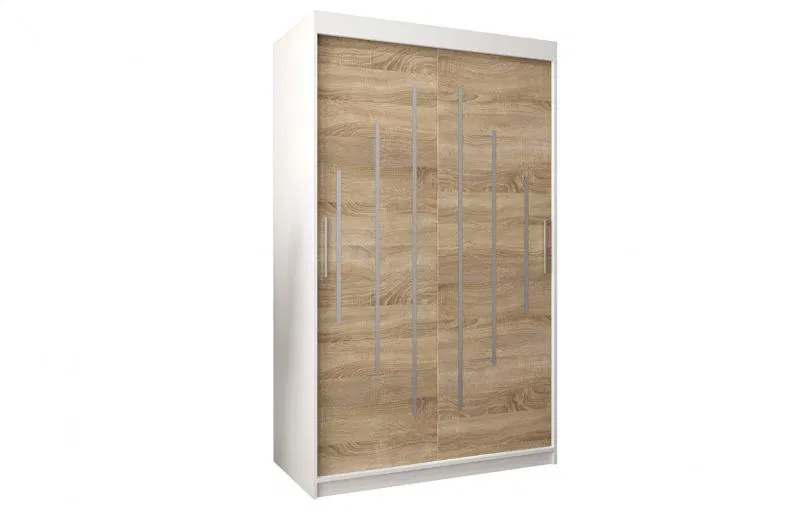 Šatníková skriňa s posuvnými dverami YORK - 120x200cm Biela-Dub Sonoma