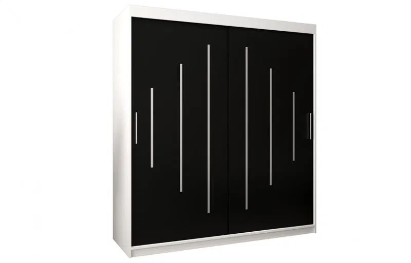 Šatníková skriňa s posuvnými dverami YORK - 180x200cm Biela-Čierna