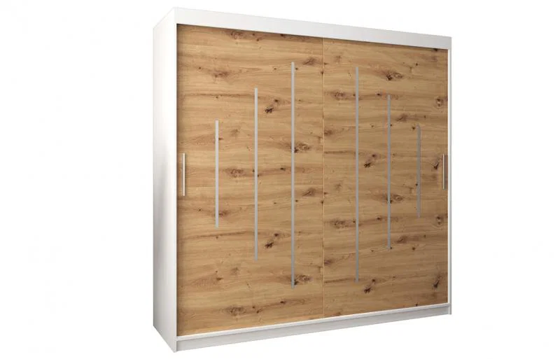 Šatníková skriňa s posuvnými dverami YORK - 200x200cm Biela-Dub Artisan