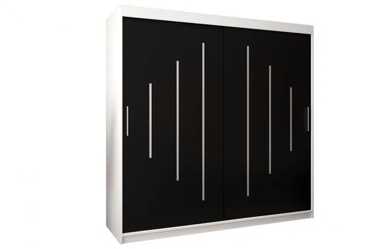 Šatníková skriňa s posuvnými dverami YORK - 200x200cm Biela-Čierna