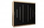 Šatníková skriňa s posuvnými dverami YORK - 200x200cm Dub Sonoma- Čierna