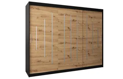 Šatníková skriňa s posuvnými dverami YORK - 250x200cm Čierna-Dub Artisan