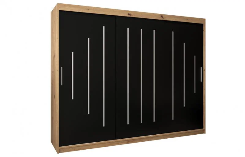 Šatníková skriňa s posuvnými dverami YORK - 250x200cm Dub Artisan-Čierna