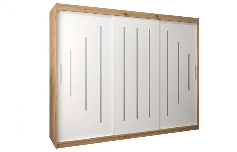 Šatníková skriňa s posuvnými dverami YORK - 250x200cm Dub Artisan-Biela