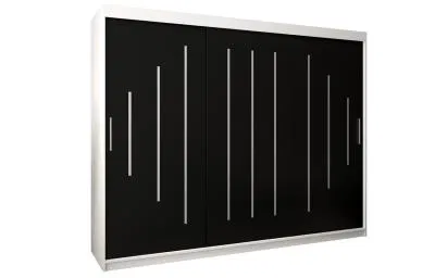 Šatníková skriňa s posuvnými dverami YORK - 250x200cm Biela-Čierna
