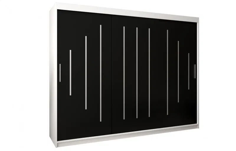 Šatníková skriňa s posuvnými dverami YORK - 250x200cm Biela-Čierna