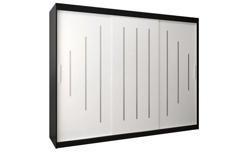 Šatníková skriňa s posuvnými dverami YORK - 250x200cm Čierna-Biela