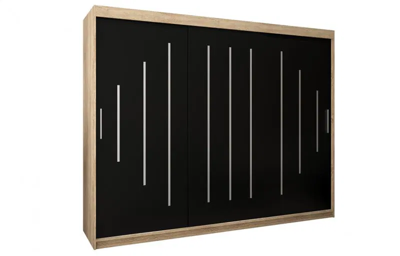 Šatníková skriňa s posuvnými dverami YORK - 250x200cm Dub Sonoma-Čierna