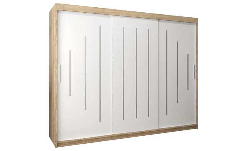 Šatníková skriňa s posuvnými dverami YORK - 250x200cm Dub Sonoma-Biela